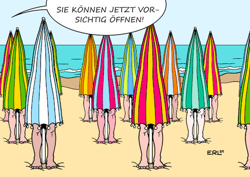 Cartoon: Sommerurlaub (medium) by Erl tagged politik,corona,virus,pandemie,covid19,lockdown,rückgang,fallzahlen,inzidenzwert,lockerung,öffnung,tourismus,urlaub,sommer,sommerurlaub,strand,sonnenschirm,meer,karikatur,erl,politik,corona,virus,pandemie,covid19,lockdown,rückgang,fallzahlen,inzidenzwert,lockerung,öffnung,tourismus,urlaub,sommer,sommerurlaub,strand,sonnenschirm,meer,karikatur,erl