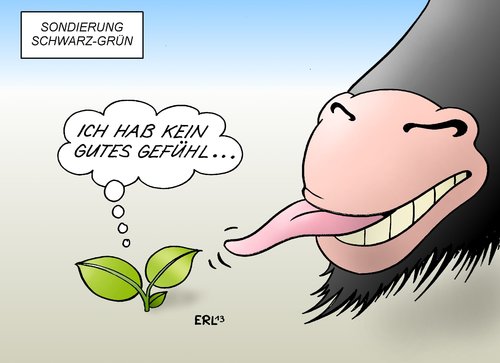 Cartoon: Sondierung Schwarz-Grün (medium) by Erl tagged wahl,sieger,wahlsieger,cdu,csu,regierung,regierungsbildung,koalition,sondierung,gespräch,grüne,schwarz,grün,skepsis,pflanze,ziege,ziegenbock,fressen,wahl,sieger,wahlsieger,cdu,csu,regierung,regierungsbildung,koalition,sondierung,gespräch,grüne,schwarz,grün,skepsis,pflanze,ziege,ziegenbock,fressen