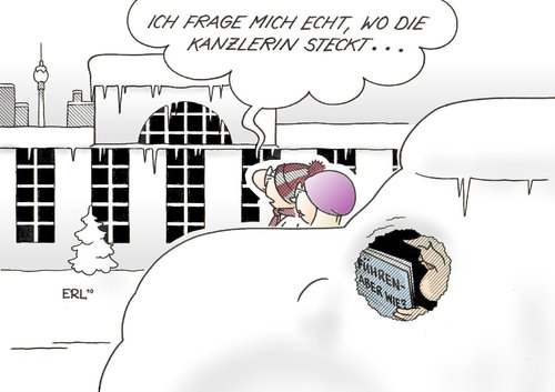 Cartoon: Sorge (medium) by Erl tagged angela,merkel,kanzlerin,führung,zurückhaltung,schnee,auto,kanzleramt,angela merkel,kanzlerin,kanzler,führung,zurückhaltung,schnee,auto,kanzleramt,angela,merkel