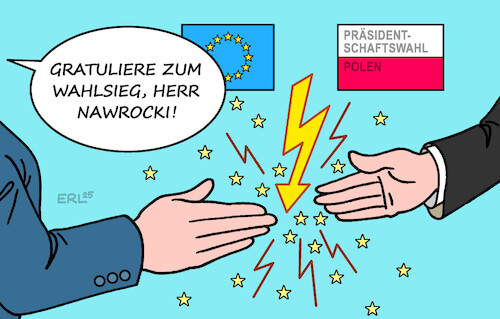 Cartoon: Spannungen (medium) by Erl tagged politik,polen,wahl,präsident,sieg,nawrocki,national,konservativ,spannungen,eu,gratulation,karikatur,erl,politik,polen,wahl,präsident,sieg,nawrocki,national,konservativ,spannungen,eu,gratulation,karikatur,erl