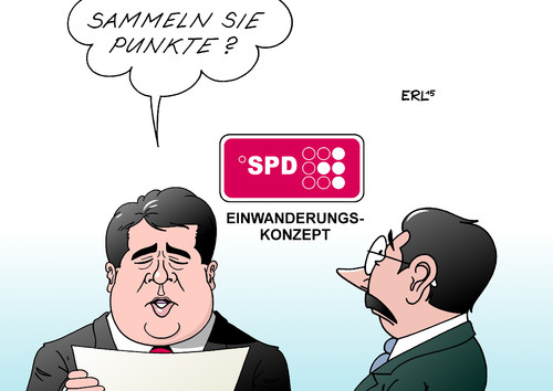 Cartoon: SPD-Punkte (medium) by Erl tagged spd,konzept,einwanderung,punkte,punktesystem,vorbild,kanada,payback,sammeln,frage,nervig,vorsitz,sigmar,gabriel,karikatur,erl,spd,konzept,einwanderung,punkte,punktesystem,vorbild,kanada,payback,sammeln,frage,nervig,vorsitz,sigmar,gabriel