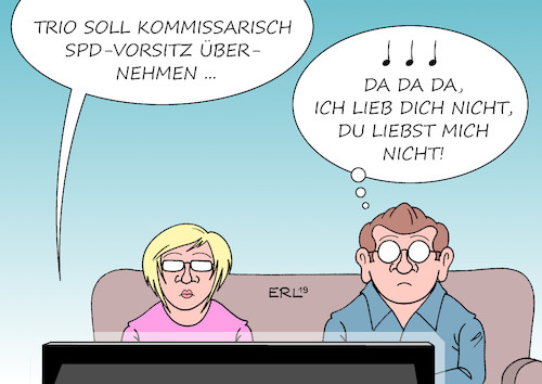 Cartoon: SPD-Vorsitz (medium) by Erl tagged politik,partei,spd,umfragetief,wahlniederlagen,rücktritt,andrea,nahles,parteivorsitz,fraktionsvorsitz,schleudersitz,sozialdemokraten,umgang,führungspersonal,vorsitz,übergang,dreyer,schwesig,schäfer,gümbel,trio,musik,band,neue,deutsche,welle,hit,da,karikatur,erl,politik,partei,spd,umfragetief,wahlniederlagen,rücktritt,andrea,nahles,parteivorsitz,fraktionsvorsitz,schleudersitz,sozialdemokraten,umgang,führungspersonal,vorsitz,übergang,dreyer,schwesig,schäfer,gümbel,trio,musik,band,neue,deutsche,welle,hit,da,karikatur,erl