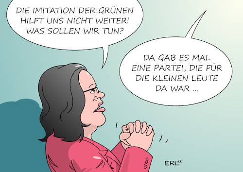 Cartoon: SPD (medium) by Erl tagged politik,spd,partei,der,kleinen,leute,sozial,links,gerhard,schröder,hartz,iv,wirtschaftsliberal,genosse,bosse,identität,krise,identitätskrise,vorsitzende,andrea,nahles,warnung,imitation,bündnis,90,die,grünen,karikatur,erl,politik,spd,partei,der,kleinen,leute,sozial,links,gerhard,schröder,hartz,iv,wirtschaftsliberal,genosse,bosse,identität,krise,identitätskrise,vorsitzende,andrea,nahles,warnung,imitation,bündnis,90,die,grünen,karikatur,erl