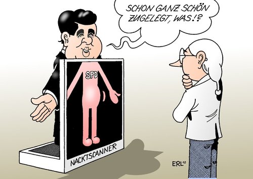 Cartoon: SPD Nacktscan (medium) by Erl tagged spd,parteitag,bundestagswahl,niederlage,erholung,zuversicht,mut,umfrage,vorsitzender,sigmar,gabriel,zulegen,dick,dünn,nacktscanner,spd,parteitag,bundestagswahl,niederlage,erholung,zuversicht,mut,umfrage,vorsitzender,sigmar gabriel,nacktscanner,dünn,sigmar,gabriel