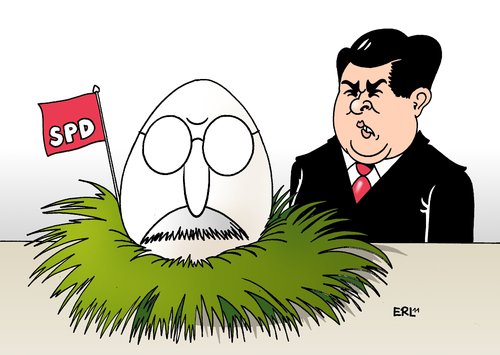 Cartoon: SPD Sarrazin (medium) by Erl tagged spd,sarrazin,buch,islam,islamfeindlichkeit,vorurteil,ausschlussverfahren,komprimiss,faul,nest,ei,gabriel,thilo sarrazin,integration,fruchtbarkeit,spd,mitglied,kuchen,backen,leitkultur,thilo,buch,islamfeindlichkeit,gabriel,sarrazin