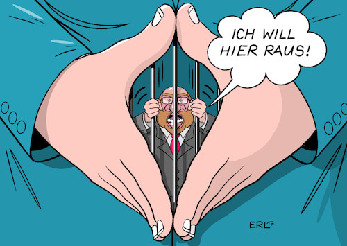 Cartoon: SPD Umfragetief (medium) by Erl tagged bundestagswahl,wahl,bundestag,umfrage,umfragetief,spd,kanzlerkandidat,martin,schulz,bundeskanzlerin,angela,merkel,cdu,ruhe,raute,hände,gefängnis,gitterstäbe,kanzleramt,gerhard,schröder,rütteln,ich,will,da,rein,raus,karikatur,erl,bundestagswahl,wahl,bundestag,umfrage,umfragetief,spd,kanzlerkandidat,martin,schulz,bundeskanzlerin,angela,merkel,cdu,ruhe,raute,hände,gefängnis,gitterstäbe,kanzleramt,gerhard,schröder,rütteln,ich,will,da,rein,raus,karikatur,erl
