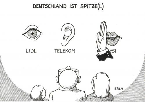 Cartoon: Spitzel (medium) by Erl tagged deutschland,überwachung,stasi,deutschland,überwachung,stasi,spionage,spion,lidl,telekom,gregor,gysi,spitzel,mitarbeiter,kontrolle,gregor gysi