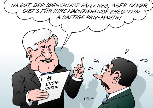 Cartoon: Sprachtest (medium) by Erl tagged deutschland,einwanderung,migration,nachzug,ehegatten,ehefrau,ehemann,sprachtest,urteil,eugh,europäischer,gerichtshof,csu,pkw,maut,ausländer,deutschland,einwanderung,migration,nachzug,ehegatten,ehefrau,ehemann,sprachtest,urteil,eugh,europäischer,gerichtshof,csu,pkw,maut,ausländer