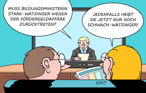 Cartoon: Stark-Watzinger (medium) by Erl tagged politik,überfall,terror,anschlag,hamas,israel,reaktion,krieg,gaza,universität,deutschland,protestcamp,pro,palästinenser,polizei,räumung,unipräsidentin,verteidigung,meinungsfreiheit,bildungsministerium,bildungsministerin,bettina,stark,watzinger,drohung,streichung,fördergelder,rücktritt,staatssekretärin,bauernopfer,nachrichten,fernsehen,karikatur,erl,politik,überfall,terror,anschlag,hamas,israel,reaktion,krieg,gaza,universität,deutschland,protestcamp,pro,palästinenser,polizei,räumung,unipräsidentin,verteidigung,meinungsfreiheit,bildungsministerium,bildungsministerin,bettina,stark,watzinger,drohung,streichung,fördergelder,rücktritt,staatssekretärin,bauernopfer,nachrichten,fernsehen,karikatur,erl