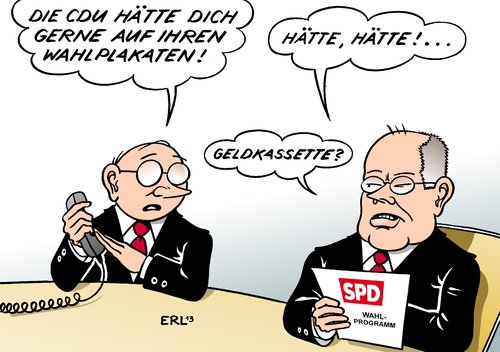 Cartoon: Steinbrück (medium) by Erl tagged spd,kanzlerkandidat,peer,steinbrück,umfrage,umfragetief,cdu,wahlplakat,honorar,geld,spd,kanzlerkandidat,peer,steinbrück,umfrage,umfragetief,cdu,wahlplakat,honorar,geld