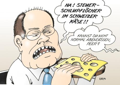 Cartoon: Steinbrück (medium) by Erl tagged steinbrück,peer,schweiz,streit,steueroase,steuerparadies,steuerflucht,käse,abendessen,cartoon,cartoons,peer steinbrück,streit,steueroase,steuern,steuerflucht,käse,abendessen,essen,politiker,peer,steinbrück