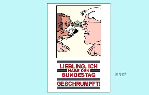 Cartoon: Steinmeier Unterschrift (medium) by Erl tagged politik,bundestag,verkleinerung,wahlrecht,reform,wahlrechtsreform,ampel,überhangmandate,ausgleichsmandate,direktmandate,gesetz,unterschift,bundespräsident,frank,walter,steinmeier,film,plakat,liebling,ich,habe,die,kinder,geschrumpft,kino,karikatur,erl,politik,bundestag,verkleinerung,wahlrecht,reform,wahlrechtsreform,ampel,überhangmandate,ausgleichsmandate,direktmandate,gesetz,unterschift,bundespräsident,frank,walter,steinmeier,film,plakat,liebling,ich,habe,die,kinder,geschrumpft,kino,karikatur,erl