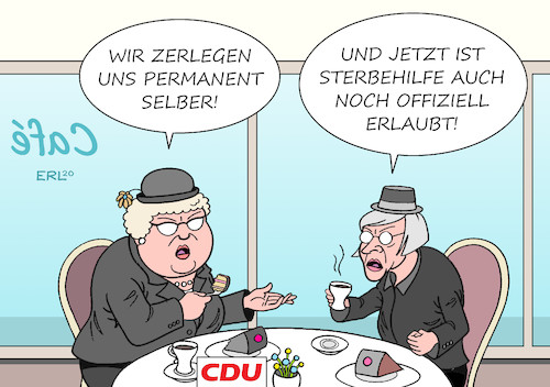 Cartoon: Sterbehilfe (medium) by Erl tagged politik,cdu,richtungsstreit,richtung,streit,nachfolge,vorsitz,abstimmung,kampf,merz,laschet,spahn,röttgen,urteil,karlsruhe,bundesverfassungsgericht,verbot,sterbehilfe,verfassungswidrig,karikatur,erl,politik,cdu,richtungsstreit,richtung,streit,nachfolge,vorsitz,abstimmung,kampf,merz,laschet,spahn,röttgen,urteil,karlsruhe,bundesverfassungsgericht,verbot,sterbehilfe,verfassungswidrig,karikatur,erl