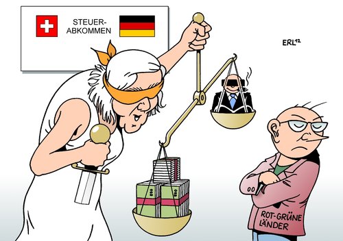 Cartoon: Steuerabkommen (medium) by Erl tagged steuerabkommen,deutschland,schweiz,steuerhinterziehung,schwarzgeld,versteuern,steuersünder,gesetz,bundesrat,ablehnung,länder,bundesländer,rot,grün,spd,grüne,recht,justitia,schäuble,waage,schwert,steuerabkommen,deutschland,schweiz,steuerhinterziehung,schwarzgeld,versteuern,steuersünder,gesetz,bundesrat,ablehnung,länder,bundesländer,rot,grün,spd,grüne,recht,justitia,schäuble,waage,schwert