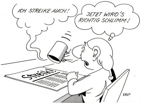 Cartoon: Streik (medium) by Erl tagged streik,kaffee,strike,coffee,,streik,kaffee,strike,coffee,wirtschaft,preise,weltmarkt,nahrungsmittel,leer,mangel,zeitung