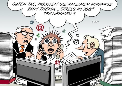 Cartoon: Stress im Job (medium) by Erl tagged arbeit,job,stress,überlastung,unterbrechung,telefon,computer,pc,email,multitasking,chef,arbeitskollege,studie,umfrage,arbeit,job,stress,überlastung,unterbrechung,telefon,computer,pc,email,multitasking,chef,arbeitskollege,studie,umfrage