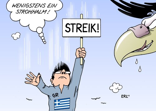 Cartoon: Strohhalm (medium) by Erl tagged griechenland,schulden,krise,sparkurs,hilfspaket,streik,strohhalm,hoffnungslosigkeit,pleite,insolvenz,pleitegeier,griechenland,schulden,krise,sparkurs,hilfspaket,streik,strohhalm,hoffnungslosigkeit,pleite,insolvenz,pleitegeier