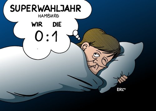 Cartoon: Superwahljahr (medium) by Erl tagged superwahljahr,landtagswahl,hamburg,cdu,spd,gal,fdp,merkel,verlust,superwahljahr,landtagswahl,hamburg,cdu,spd,fdp,angela merkel,wahlen,angela,merkel