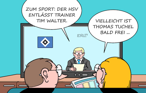 Cartoon: Trainer (medium) by Erl tagged politik,sport,fussball,bundesliga,deutsche,meisterschaft,vorentscheidung,topspiel,rekordmeister,bayern,münchen,niederlage,bayer,leverkusen,zweite,liga,hsv,entlassung,trainer,tim,walter,nachfolger,kandidat,thomas,tuchel,karikatur,erl,politik,sport,fussball,bundesliga,deutsche,meisterschaft,vorentscheidung,topspiel,rekordmeister,bayern,münchen,niederlage,bayer,leverkusen,zweite,liga,hsv,entlassung,trainer,tim,walter,nachfolger,kandidat,thomas,tuchel,karikatur,erl