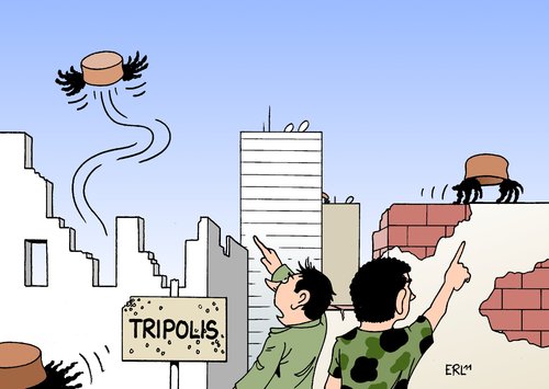 Cartoon: Tripolis (medium) by Erl tagged libyen,machtkampf,diktator,gaddafi,rebellen,übergangsrat,hauptstadt,tripolis,suche,flucht,versteck,libyen,machtkampf,diktator,gaddafi,rebellen,übergangsrat,hauptstadt,tripolis,suche,flucht,versteck