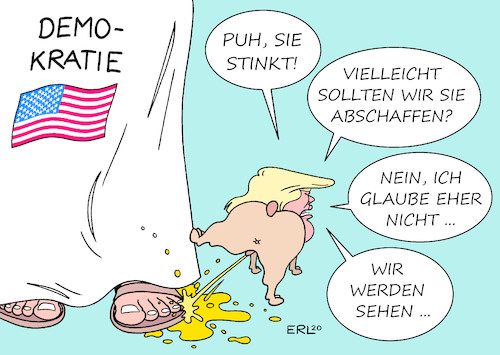 Cartoon: Trump (medium) by Erl tagged politik,usa,präsident,donald,trump,versagen,corona,virus,pandemie,umfragewerte,überlegung,verschiebung,diskreditierung,wahl,beschädigung,demokratie,karikatur,erl,politik,usa,präsident,donald,trump,versagen,corona,virus,pandemie,umfragewerte,überlegung,verschiebung,diskreditierung,wahl,beschädigung,demokratie,karikatur,erl