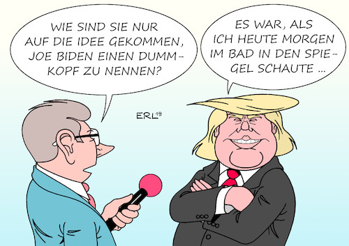 Cartoon: Trump Biden (medium) by Erl tagged politik,usa,präsident,donald,trump,rechtspopulismus,beleidigung,joe,biden,dummkopf,kandidat,demokraten,karikatur,erl,politik,usa,präsident,donald,trump,rechtspopulismus,beleidigung,joe,biden,dummkopf,kandidat,demokraten,karikatur,erl