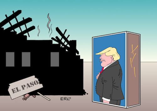 Cartoon: Trump gedenkt (medium) by Erl tagged illustration,politik,usa,präsident,donald,trump,rechtspopulismus,nationalismus,rassismus,ausgrenzung,minderheiten,beschimpfung,worte,bahnen,taten,terror,angriff,el,paso,geistiger,brandstifter,feuer,zündholz,streichholz,zündholzschachtel,streichholzschachtel,karikatur,erl,illustration,politik,usa,präsident,donald,trump,rechtspopulismus,nationalismus,rassismus,ausgrenzung,minderheiten,beschimpfung,worte,bahnen,taten,terror,angriff,el,paso,geistiger,brandstifter,feuer,zündholz,streichholz,zündholzschachtel,streichholzschachtel,karikatur,erl