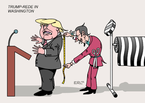 Cartoon: Trump in Washington (medium) by Erl tagged politik,usa,expräsident,donald,trump,rede,washington,untersuchungsausschuss,sturm,kapitol,anstiftung,staatsstreich,gefängnis,karikatur,erl,politik,usa,expräsident,donald,trump,rede,washington,untersuchungsausschuss,sturm,kapitol,anstiftung,staatsstreich,gefängnis,karikatur,erl