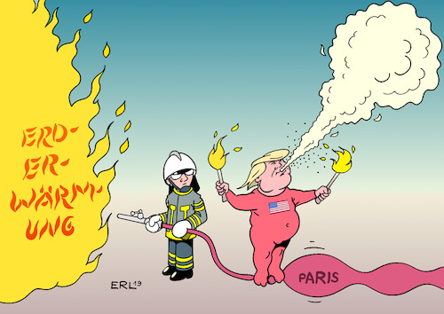 Cartoon: Trump Klimaabkommen I (medium) by Erl tagged politik,klima,erderwärmung,klimawandel,klimaschutz,klimaschutzabkommen,vertrag,paris,usa,präsident,donald,trump,ausstieg,feuerwehr,feuerspucker,schlauch,karikatur,erl,klima,erderwärmung,klimawandel,klimaschutz,klimaschutzabkommen,vertrag,paris,usa,präsident,donald,trump,ausstieg,feuerwehr,feuerspucker,schlauch,karikatur,erl