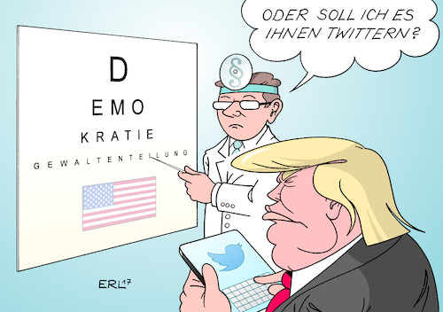 Cartoon: Trump Sehtest (medium) by Erl tagged usa,präsident,donald,trump,dekret,einreiseverbot,muslime,gericht,richter,urteil,verfassungswidrig,verfassung,missachtung,gewaltenteilung,demokratie,lächerlich,twitter,sehtest,arzt,augenarzt,karikatur,erl,usa,präsident,donald,trump,dekret,einreiseverbot,muslime,gericht,richter,urteil,verfassungswidrig,verfassung,missachtung,gewaltenteilung,demokratie,lächerlich,twitter,sehtest,arzt,augenarzt,karikatur,erl