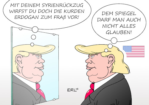 Cartoon: Trump Syrien (medium) by Erl tagged politik,usa,präsident,donald,trump,ankündigung,rückzug,syrien,kurden,schutzlos,erdogan,türkei,assad,putin,russland,iran,medien,nachrichtenmagazin,spiegel,affäre,reporter,claas,relotius,artikel,teilweise,erfunden,karikatur,erl,politik,usa,präsident,donald,trump,ankündigung,rückzug,syrien,kurden,schutzlos,erdogan,türkei,assad,putin,russland,iran,medien,nachrichtenmagazin,spiegel,affäre,reporter,claas,relotius,artikel,teilweise,erfunden,karikatur,erl