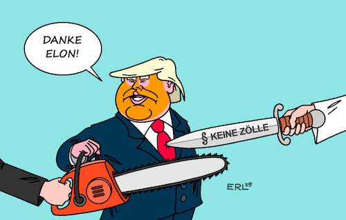 Cartoon: Trump Urteil (medium) by Erl tagged politik,usa,trump,urteil,gericht,zölle,rechtswidrig,justiz,schwert,kettensäge,elon,musk,karikatur,erl,politik,usa,trump,urteil,gericht,zölle,rechtswidrig,justiz,schwert,kettensäge,elon,musk,karikatur,erl
