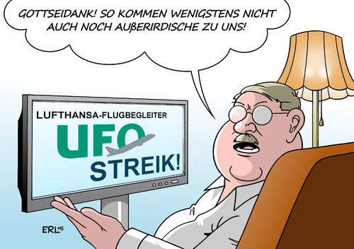 Cartoon: UFO-Streik (medium) by Erl tagged streik,lufthansa,flugbegleiter,gewerkschaft,ufo,sparkurs,außerirdische,angst,flüchtlinge,rechtspopulismus,rechtsextremismus,rassismus,wohnzimmer,fernsehen,karikatur,erl,streik,lufthansa,flugbegleiter,gewerkschaft,ufo,sparkurs,außerirdische,angst,flüchtlinge,rechtspopulismus,rechtsextremismus,rassismus,wohnzimmer,fernsehen,karikatur,erl