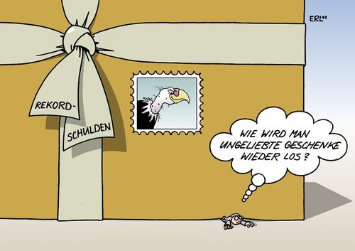 Cartoon: Umtausch ausgeschlossen (medium) by Erl tagged schulden,rekord,haushalt,öffentlich,weihnachten,geschenk,ungeliebt,umtausch,ausgeschlossen,schulden,rekord,haushalt,öffentlich,weihnachten,geschenk,ungeliebt,umtausch,ausgeschlossen,schuldenuhr,rekordschulden,staatshaushalt