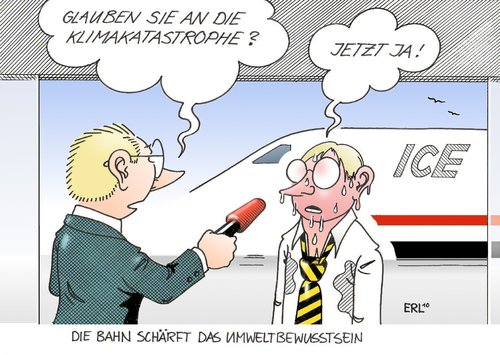 Cartoon: Umweltbewusstsein (medium) by Erl tagged deutsche,bahn,db,ice,klimaanlage,ausfall,hitze,klimakatastrophe,klimawandel,skeptiker,überzeugt,umweltbewusstsein,ausfall,bahn,db,defekt,deutsche bahn,fahrgast,fahrgäste,gesundheit,heiß,hitze,hitzewelle,ice,klima,klimaanlage,kollaps,krauslauf,kunde,kunden,reise,reisen,sauna,schwitzen,service,sommer,störung,transport,urlaub,verkehr,verreisen,warm,zug,klimawandel,klimakatastrophe,skeptiker,umweltbewusstsein,deutsche