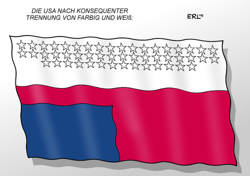 Cartoon: USA (medium) by Erl tagged usa,rassismus,spaltung,trennung,schwarz,weiß,farbig,unruhen,diskriminierung,gewalt,polizei,flagge,stars,stripes,sterne,streifen,karikatur,erl,usa,rassismus,spaltung,trennung,schwarz,weiß,farbig,unruhen,diskriminierung,gewalt,polizei,flagge,stars,stripes,sterne,streifen