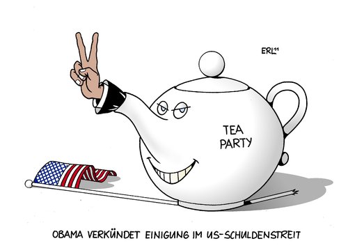 Cartoon: USA Einigung (medium) by Erl tagged obama,präsident,schuldengrenze,einigung,demokraten,party,tea,republikaner,streit,wirtschaft,haushalt,krise,schulden,usa,usa,schulden,haushalt,wirtschaft,streit,republikaner,tea party,demokraten,einigung,schuldengrenze,präsident,obama,tea,party