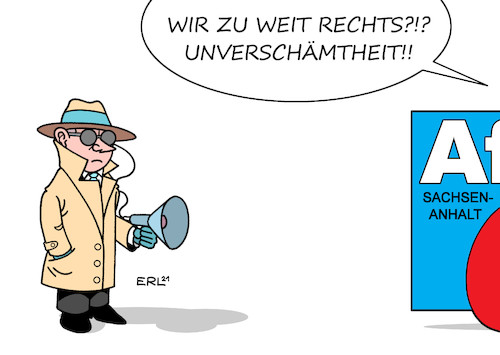 Cartoon: Verdachtsfall (medium) by Erl tagged politik,partei,afd,sachsen,anhalt,verdachtsfall,verfassungsschutz,beobachtung,abhören,überwachung,nachrichtendienstlich,geheimdienst,rechtsextremismus,nationalismus,antisemitismus,flügel,rechts,karikatur,erl,politik,partei,afd,sachsen,anhalt,verdachtsfall,verfassungsschutz,beobachtung,abhören,überwachung,nachrichtendienstlich,geheimdienst,rechtsextremismus,nationalismus,antisemitismus,flügel,rechts,karikatur,erl