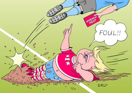 Cartoon: Verteidiger Trump (medium) by Erl tagged politik,usa,präsident,donald,trump,ukraine,affäre,geld,bedingung,gefälligkeit,impeachment,amtsenthebungsverfahren,anklage,verteidigung,fußball,rote,karte,foul,karikatur,erl,politik,usa,präsident,donald,trump,ukraine,affäre,geld,bedingung,gefälligkeit,impeachment,amtsenthebungsverfahren,anklage,verteidigung,fußball,rote,karte,foul,karikatur,erl