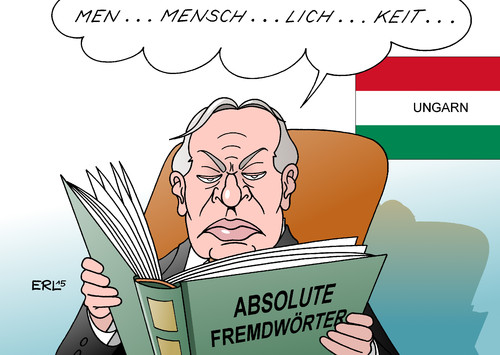 Cartoon: Viktor Orban (medium) by Erl tagged viktor,orban,ministerpräsident,ungarn,flüchtlinge,behandlung,unmenschlichkeit,menschlichkeit,fremdwort,lexikon,wörterbuch,rechtspopulismus,rechtsextremismus,europa,eu,abschottung,karikatur,erl,viktor,orban,ministerpräsident,ungarn,flüchtlinge,behandlung,unmenschlichkeit,menschlichkeit,fremdwort,lexikon,wörterbuch,rechtspopulismus,rechtsextremismus,europa,eu,abschottung,karikatur,erl