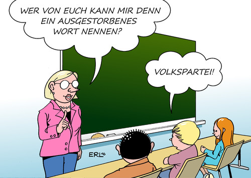 Cartoon: Volkspartei (medium) by Erl tagged wahl,wahlen,trend,verschwinden,volksparteien,volkspartei,zersplitterung,verluste,cdu,spd,große,koalition,stärkung,rand,schule,wortkunde,karikatur,erl,wahl,wahlen,trend,verschwinden,volksparteien,volkspartei,zersplitterung,verluste,cdu,spd,große,koalition,stärkung,rand,schule,wortkunde,karikatur,erl