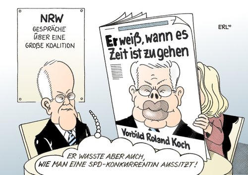 Cartoon: Vorbild Koch (medium) by Erl tagged nrw,verhandlungen,gespräche,cdu,spd,große,koalition,kraft,rüttgers,rücktritt,forderung,vorbild,koch,roland,aussitzen,nrw,verhandlungen,gespräche,cdu,spd,koalition,kraft,rüttgers,rücktritt,forderung,vorbild,roland koch,aussitzen,roland,koch