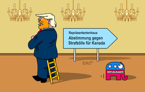 Cartoon: Vorsichtige Emanzipation (medium) by Erl tagged politik,usa,abstimmung,repräsentantenhaus,strafzölle,kanada,ablehnung,teil,republikaner,trump,karikatur,erl,politik,usa,abstimmung,repräsentantenhaus,strafzölle,kanada,ablehnung,teil,republikaner,trump,karikatur,erl