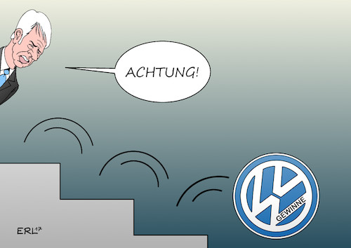 Cartoon: VW Gewinnwarnung (medium) by Erl tagged vw,vokswagen,auto,konzern,autobauer,automobilbau,dieselskandal,dieselgate,abgas,test,manipulation,software,betrug,verbraucher,autofahrer,kunde,usa,entschädigung,nachrüstung,kosten,unkosten,geld,gewinn,reduzierung,einbruch,absturz,gewinnwarnung,börse,aktien,aktionäre,vorstand,vorsitzender,müller,karikatur,erl,vw,vokswagen,auto,konzern,autobauer,automobilbau,dieselskandal,dieselgate,abgas,test,manipulation,software,betrug,verbraucher,autofahrer,kunde,usa,entschädigung,nachrüstung,kosten,unkosten,geld,gewinn,reduzierung,einbruch,absturz,gewinnwarnung,börse,aktien,aktionäre,vorstand,vorsitzender,müller,karikatur,erl