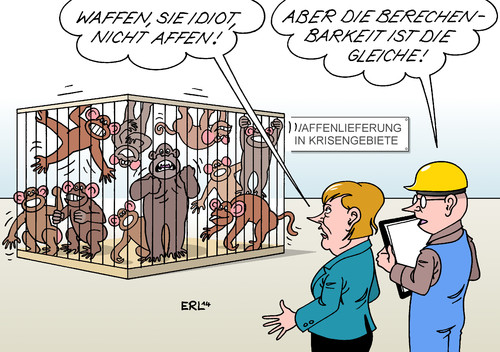 Cartoon: Waffenlieferung (medium) by Erl tagged merkel,affenkäfig,käfig,affen,irrtum,unberechenbarkeit,waffen,islamismus,staat,terror,isis,is,krieg,kampf,kurden,nordirak,krisengebiet,krisengebiete,waffenlieferungen,waffenlieferung,waffenlieferung,waffenlieferungen,krisengebiete,krisengebiet,nordirak,kurden,kampf,krieg,is,isis,terror,staat,islamismus,waffen,unberechenbarkeit,irrtum,affen,käfig,affenkäfig,merkel