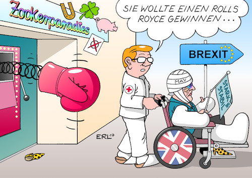 Cartoon: Wahl Großbritannien (medium) by Erl tagged wahl,vorgezogene,neuwahlen,großbritannien,vereinigtes,königreich,premierministerin,theresa,may,schachzug,poker,zockerei,ausbau,mehrheit,macht,conservative,party,konservative,verhandlungen,brexit,austritt,eu,sieg,knapp,stimmen,verluste,schwächung,gips,pfleger,rollstuhl,rolls,royce,karikatur,erl,wahl,vorgezogene,neuwahlen,großbritannien,vereinigtes,königreich,premierministerin,theresa,may,schachzug,poker,zockerei,ausbau,mehrheit,macht,conservative,party,konservative,verhandlungen,brexit,austritt,eu,sieg,knapp,stimmen,verluste,schwächung,gips,pfleger,rollstuhl,rolls,royce,karikatur,erl