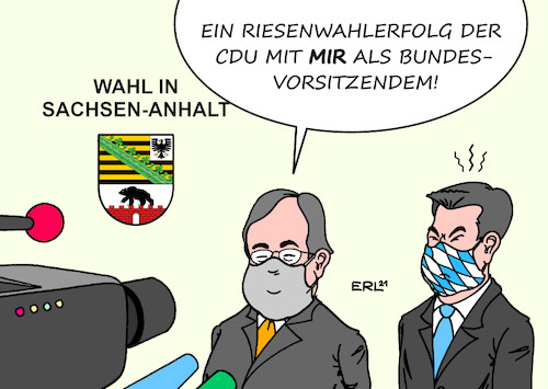 Cartoon: Wahlanalyse (medium) by Erl tagged politik,wahl,landtagswahl,sachsen,anhalt,ministerpräsident,reiner,haseloff,cdu,sieg,wahlsieg,rückenwind,armin,laschet,bundesvorsitz,wahlkampf,markus,söder,karikatur,erl,politik,wahl,landtagswahl,sachsen,anhalt,ministerpräsident,reiner,haseloff,cdu,sieg,wahlsieg,rückenwind,armin,laschet,bundesvorsitz,wahlkampf,markus,söder,karikatur,erl