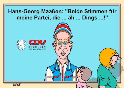 Cartoon: Wahlplakat Maaßen (medium) by Erl tagged politik,partei,cdu,thüringen,nominierung,ex,präsident,verfassungsschutz,hans,georg,maaßen,kandidat,wahlkreis,196,südthüringen,neigung,rechtspopulismus,rechtsextremismus,verschwörungstheorien,nähe,afd,wahlwerbung,wahlplakat,karikatur,erl,politik,partei,cdu,thüringen,nominierung,ex,präsident,verfassungsschutz,hans,georg,maaßen,kandidat,wahlkreis,196,südthüringen,neigung,rechtspopulismus,rechtsextremismus,verschwörungstheorien,nähe,afd,wahlwerbung,wahlplakat,karikatur,erl