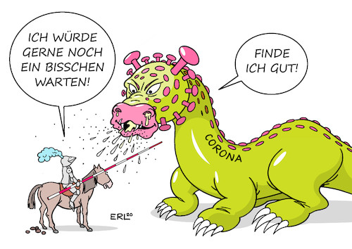 Cartoon: Warten (medium) by Erl tagged politik,corona,virus,pandemie,covid19,zweite,welle,beratung,bundeskanzlerin,angela,merkel,vorschlag,lockdown,light,verschärfung,maßnahmen,widerspruch,ministerpräsidentinnen,ministerpräsidenten,warten,uneinigkeit,bund,länder,ritter,drache,kampf,karikatur,erl,politik,corona,virus,pandemie,covid19,zweite,welle,beratung,bundeskanzlerin,angela,merkel,vorschlag,lockdown,light,verschärfung,maßnahmen,widerspruch,ministerpräsidentinnen,ministerpräsidenten,warten,uneinigkeit,bund,länder,ritter,drache,kampf,karikatur,erl