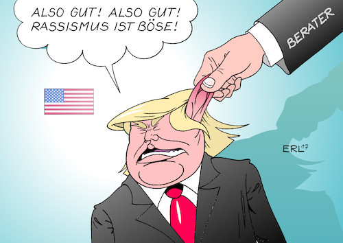 Cartoon: Wer nicht hören will (medium) by Erl tagged usa,präsident,donald,trump,rechtspopulismus,anschlag,rechtsterrorismus,distanzierung,halbherzig,nähe,rechtsextremismus,druck,berater,kelly,aussage,rassismus,böse,ohren,langziehen,karikatur,erl,usa,präsident,donald,trump,rechtspopulismus,anschlag,rechtsterrorismus,distanzierung,halbherzig,nähe,rechtsextremismus,druck,berater,kelly,aussage,rassismus,böse,ohren,langziehen,karikatur,erl